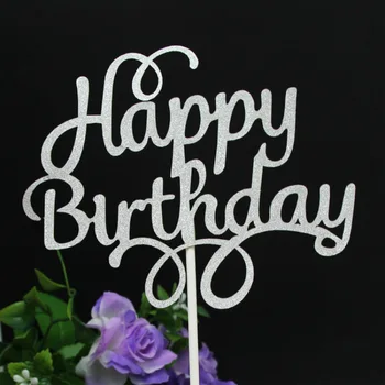 10шт Бумажных топперов для торта с Днем рождения, с надписью, Топперы для торта, Праздничные принадлежности, С Днем рождения, Черные Украшения для торта, вечеринка по случаю Дня рождения