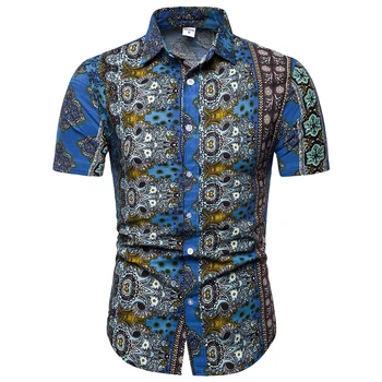 2023 Рубашка С Этническим Принтом, Мужская Повседневная Гавайская Уличная Одежда, Дышащие Летние Рубашки С Коротким Рукавом И Отложными Пуговицами, Роскошная Одежда