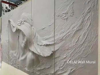 3D 02 Рельеф Европейская леди в шляпе Художественная настенная роспись Обои для гостиной спальни