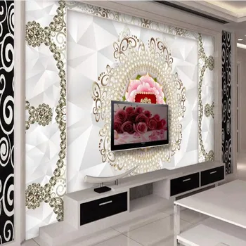 beibehang fresco благородный роскошный жемчужный узор 3D стерео телевизор диван фон стены обои из нетканого материала papel de parede