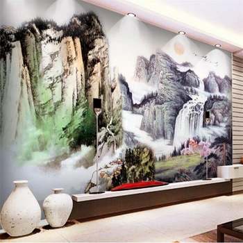 beibehang Огромная китайская картина телевизор диван стена на заказ большая фреска зеленые обои papel de parede para quarto