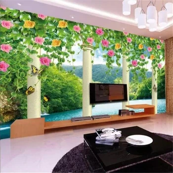 beibehang Пользовательские обои 3d фотообои круг цветок виноградная лоза ТВ фон обои домашний декор papel de parede 3d обои