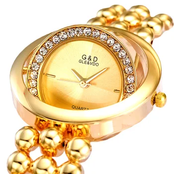 G & D Лидирующий бренд Женские Часы-браслеты Бриллианты Кварцевые Модные Женские Креативные Наручные Часы Роскошное Платье Женские Подарки Mujer Reloje