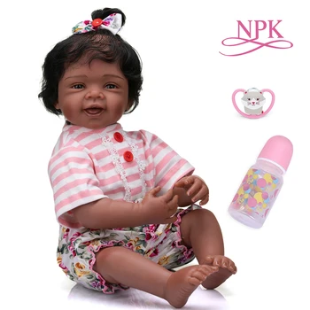 NPK 55 см, африканская черная кожа, американский ребенок, 100% ручная роспись, предметы коллекционирования, художественная кукла, мягкое тело, кукла-реборн