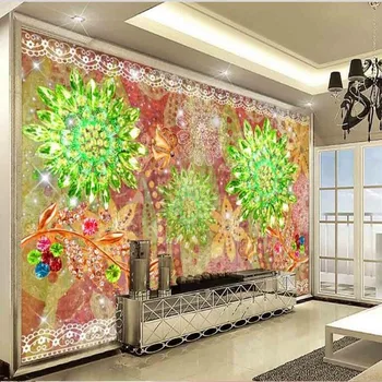 wellyu Custom large fresco 3D ретро ювелирные изделия с бриллиантовым цветком ТВ фон нетканые материалы обои для окружающей среды papel de parede