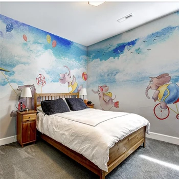 wellyu Nordic современный минималистичный ручной росписью милый слон детская комната полный дом стены пользовательские большие настенные обои