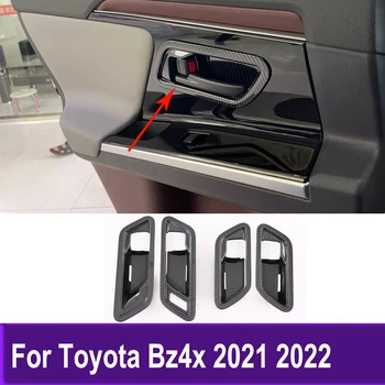 Автомобильные аксессуары для стайлинга Toyota Bz4x 2021 2022 Внутренняя Боковая дверная ручка Накладка на чашу Наклейка из углеродного волокна