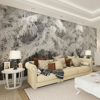 бейбехан снег кедр сосны лесной пейзаж papel de parede 3d обои для гостиной офисные обои для домашнего декора