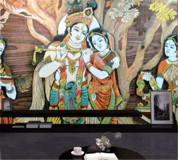 бейбеханг Пользовательские настенные обои любого размера Индия Брахман старинные дворцовые фрески, украшенные фоновыми обоями для стен