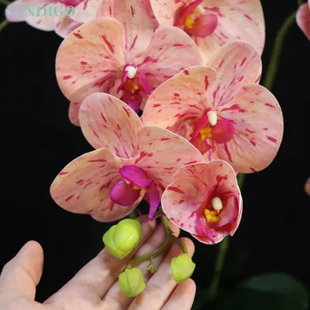 Ветка цветка индиго-розовой орхидеи, домашний офис 3D Real Touch, украшение ванной комнаты, центральное украшение мероприятия, 7 цветочных стеблей, 78 см