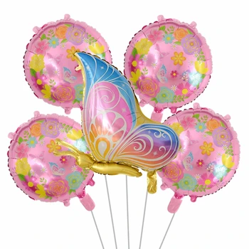 Воздушные шары с бабочками На День Рождения Розово-Голубая Бабочка Круглый Набор воздушных Шаров из фольги Свадебная вечеринка Воздушные Шары Украшения Детский Душ Детские Игрушки