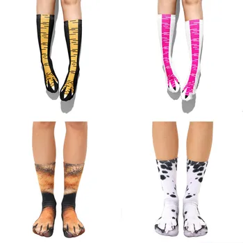 Женские чулки на ножках из куриных лапок с длинными забавными мультяшными хлопковыми когтями, женские носки с 3D-принтом