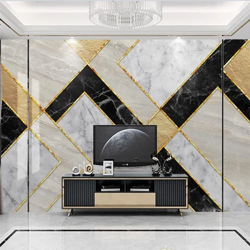 Изготовленная на заказ фреска 3d современный минималистичный абстрактный золотой ряд геометрическая мраморная фреска гостиная спальня ТВ фон настенное украшение