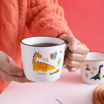 Керамические кружки, Кофейная чашка, хлопья для завтрака, Милая кружка с динозавром для чайных чашек, Оригинальные кружки, Бесплатная доставка, Керамика и гончарные изделия для путешествий