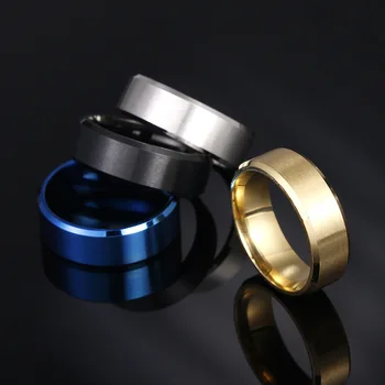 кольцо из матовой нержавеющей стали 8 мм для мужчин, модное Классическое кольцо на палец из титановой стали, мужские глянцевые ювелирные изделия с индивидуальностью