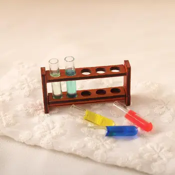 Красочная модель пробирки Реалистичный кукольный домик размером 1 12 дюймов, миниатюрный лабораторный набор инструментов со съемной подставкой для пробирок, школа для игр