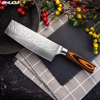 Кухонный 6,7-дюймовый профессиональный Японский нож Накири из нержавеющей стали 5Cr15Mov, кухонные Ножи для приготовления пищи, маленький тесак, Нож для суши и Сашими