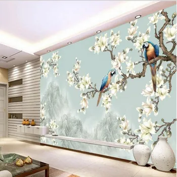 масштабные фрески wellyu на заказ, китайская элегантность, цветы и птицы, фон для телевизора, флизелиновые обои papel de parede