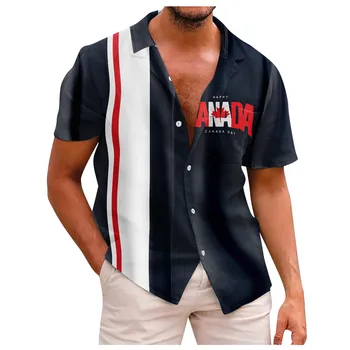Модные дизайнерские мужские рубашки с коротким рукавом, повседневные рубашки с рисунком флага для мужчин, хлопковые дышащие летние пляжные топы, повседневные майки