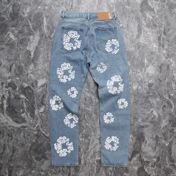 Новая мода Kanye High Street Jeans Kapok 1:1 Высококачественные мужские женские винтажные джинсы в стиле хип-хоп
