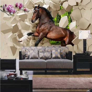 обои beibehang 3D стереоскопические лошади Поцян, скачущие галопом в комнату обои для рабочего стола в гостиной фон для телевизора ресторан