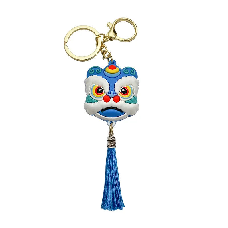Силиконовый брелок с мультяшной головой Льва, Милый Брелок для ключей от автомобиля в китайском стиле, Подвеска для сумки, Креативный подарок