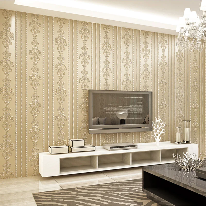 Нетканый материал простая вертикальная полоса спальня 3D Обои Европейская гостиная ТВ фон обои рулон бумаги U203