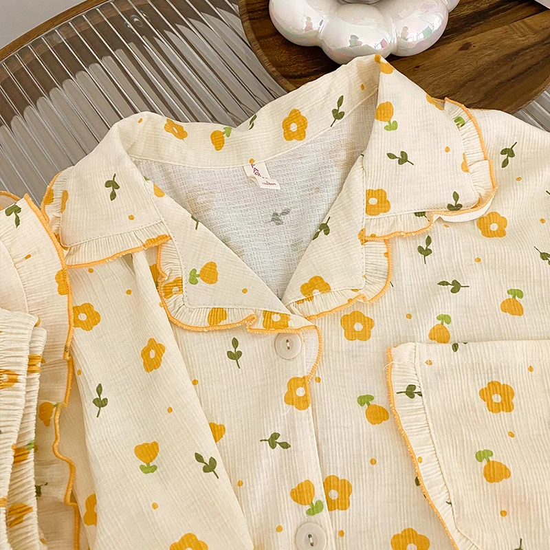 Пижама Женская Летняя хлопковая с короткими рукавами Ins Flower 2023, Новое поступление, верхняя одежда для девочек, летняя тонкая домашняя одежда