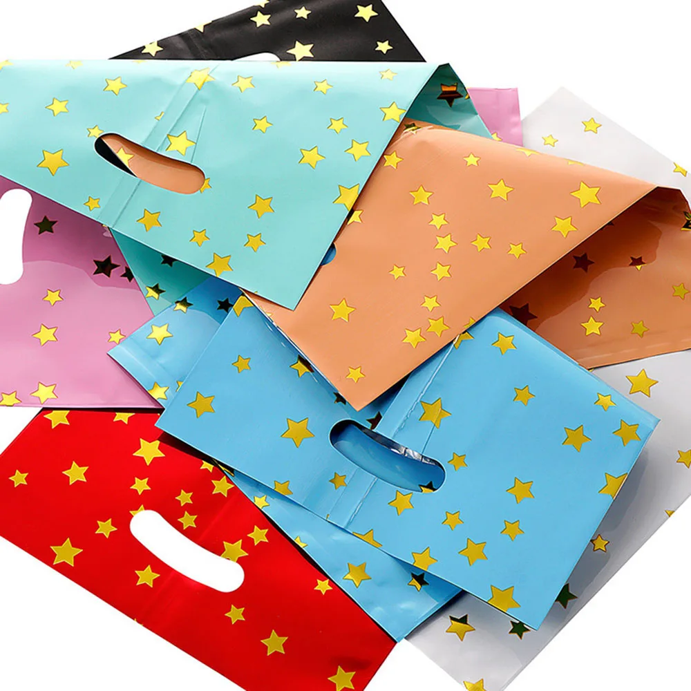 10 шт. Красочный подарочный пакет из алюминия, розовый, черный, Маленькие Звездочки, пакет для упаковки конфет и печенья для Дня Рождения, Свадебной вечеринки, упаковка для декора