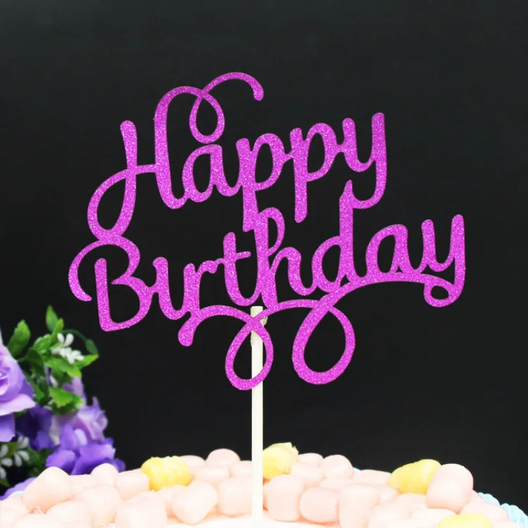 10шт Бумажных топперов для торта с Днем рождения, с надписью, Топперы для торта, Праздничные принадлежности, С Днем рождения, Черные Украшения для торта, вечеринка по случаю Дня рождения